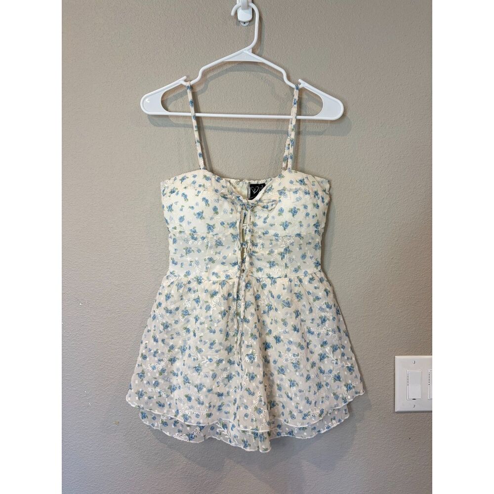 Windsor Eyelet Corset Floral Top Small Lace Up Padded Bustier Peplum Boho Cami